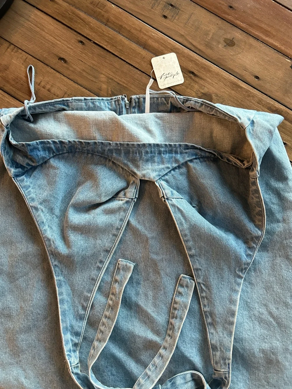 NWT Free People Trevi Denim Halter Cotton Mini Dress XL